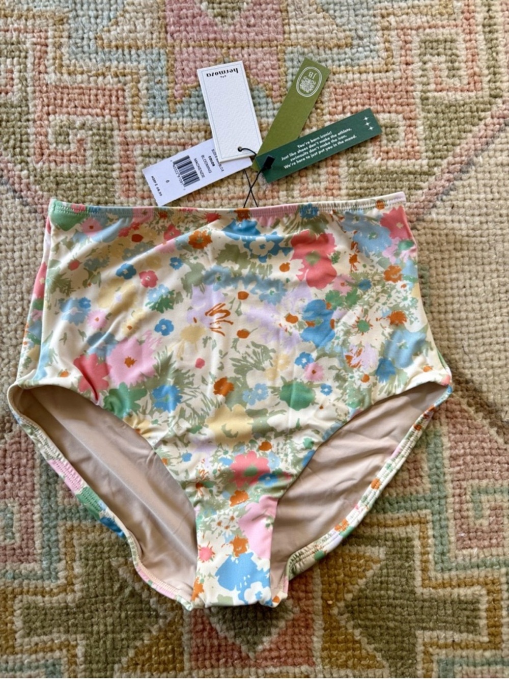 Hermoza Floral Two-Piece Swim Set in Cream, Pink, Blue, Green, Orange - Picture 4 of 4